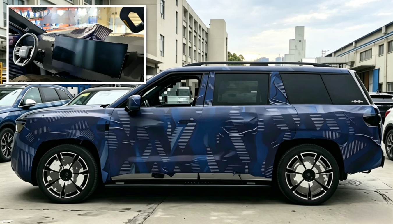 Утечка интерьера BYD FCB Ti9 с первым в группе непрерывным экраном перед запуском во 2-й половине года